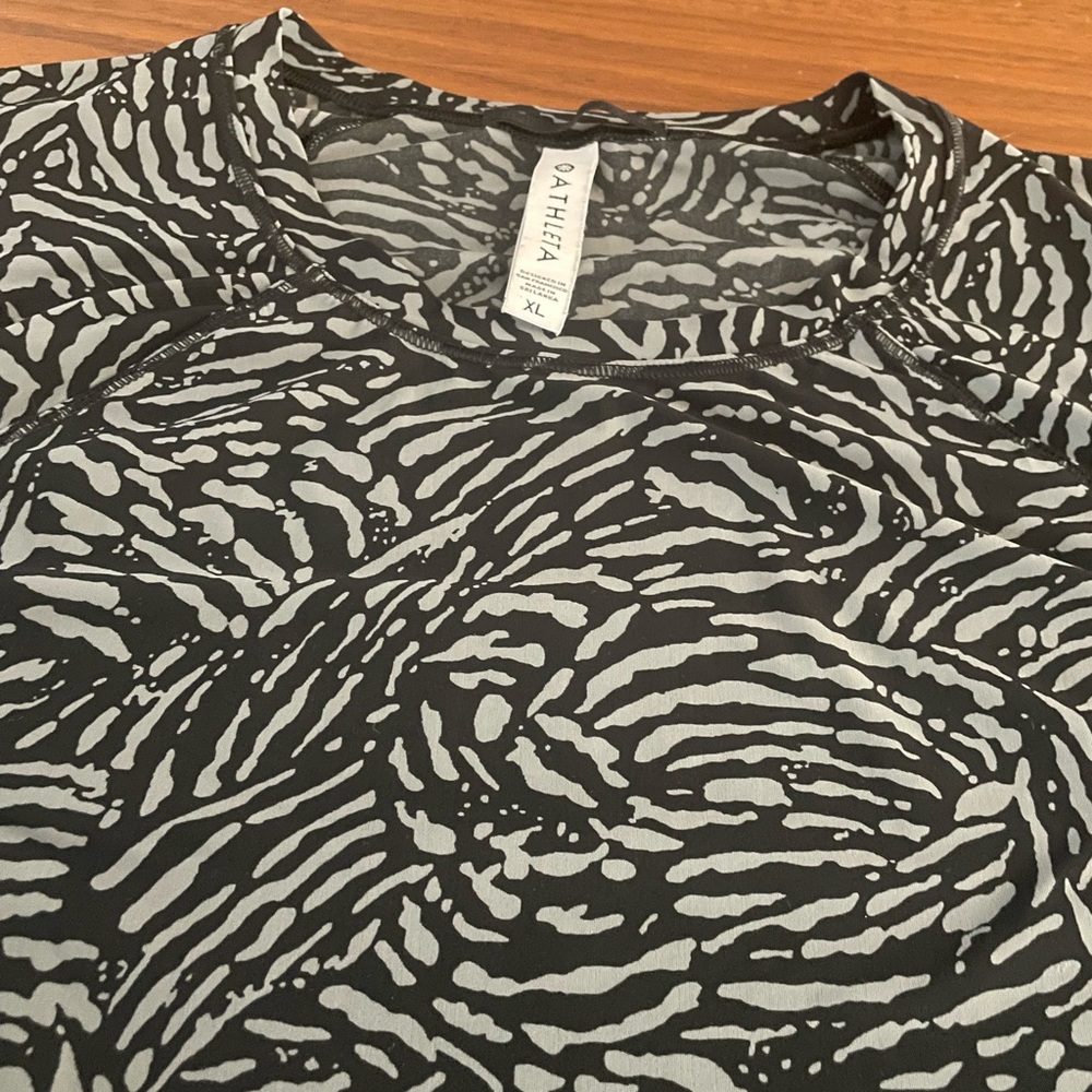 Athleta Zebra Print Black and Gray Top